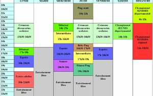 Nouveau planning entraînements saison 2020/2021