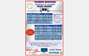 Inscription en ligne Tournoi Régional 2022 